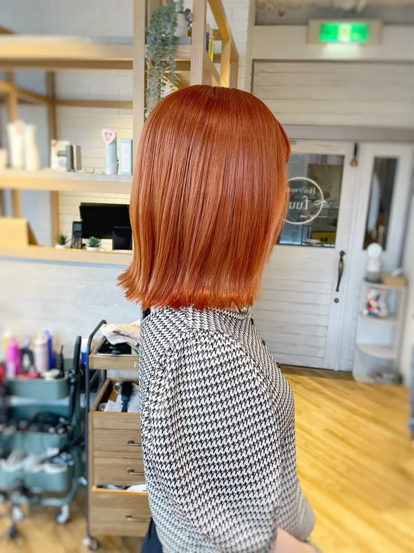 ミディアム カラー オレンジ 杉村 未来のヘアスタイル