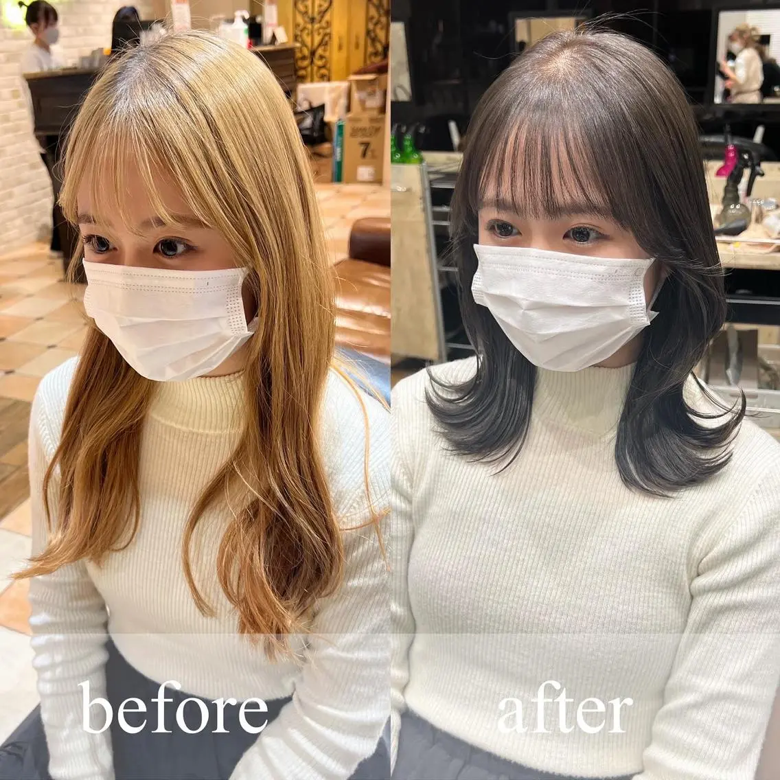 セミロング くびれヘア 髪質改善 縮毛矯正 🧡くびれヘア/前髪 顔周り🧡久原結衣のヘアスタイル