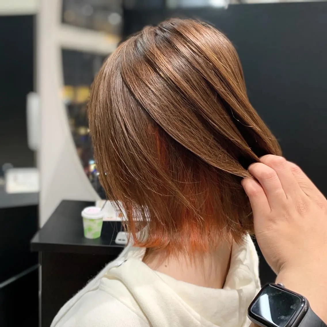 ミディアム カラー ヘアアレンジ ネイル マツエク・マツパ インナーカラー ボブ、縮毛矯正👑 心斎橋/高城涼也のヘアスタイル