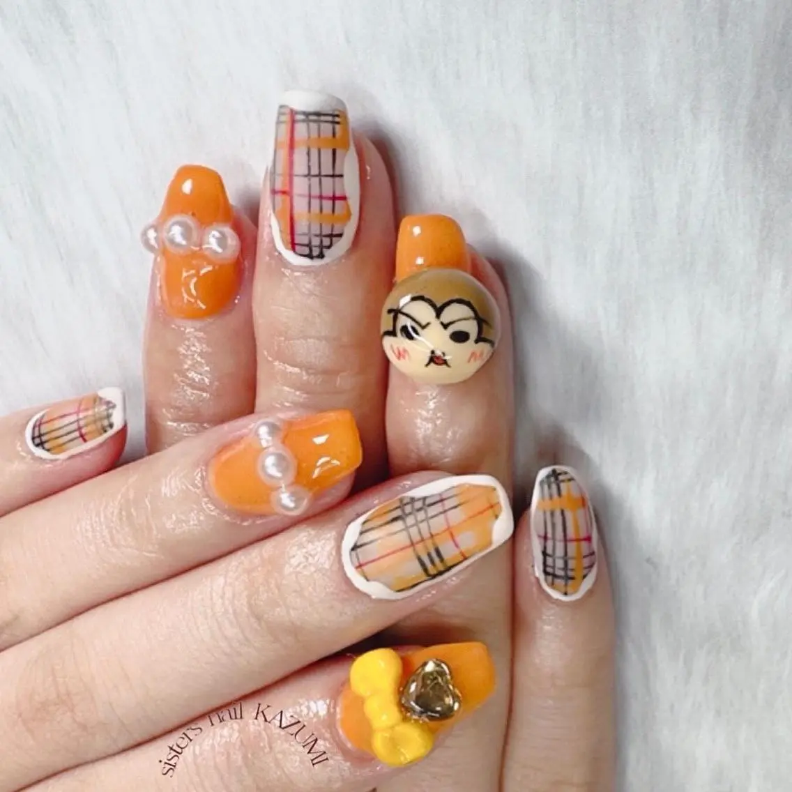 ネイル アートネイル ニュアンスネイル オレンジ sisters nail.fのネイルデザイン