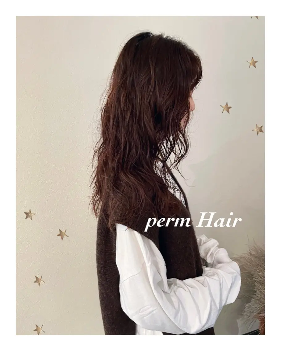 ロング パーマ カット パーマ 市川 千夏のヘアスタイル