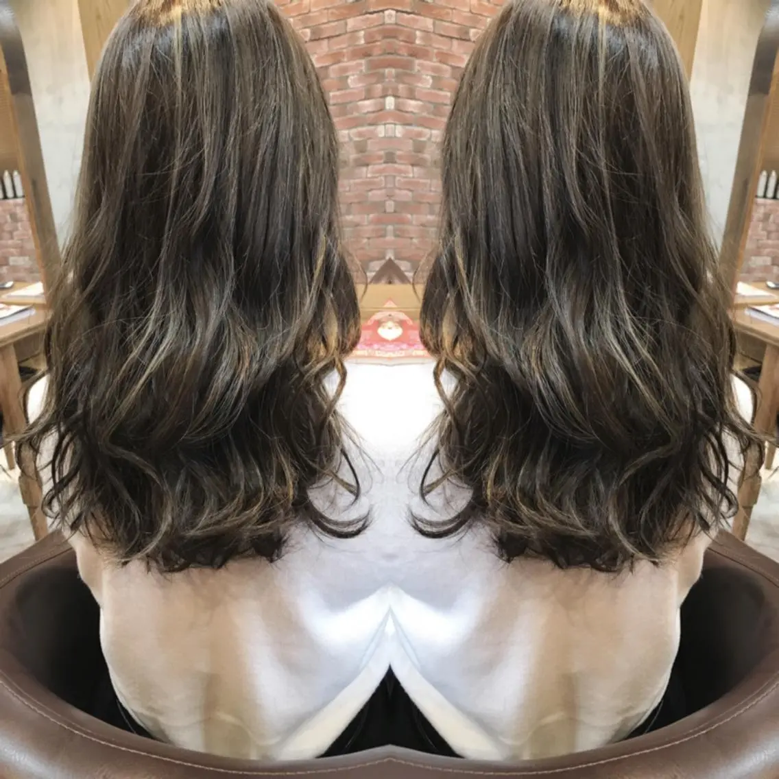 セミロング カラー ヘアカラー 重政 和樹のヘアスタイル