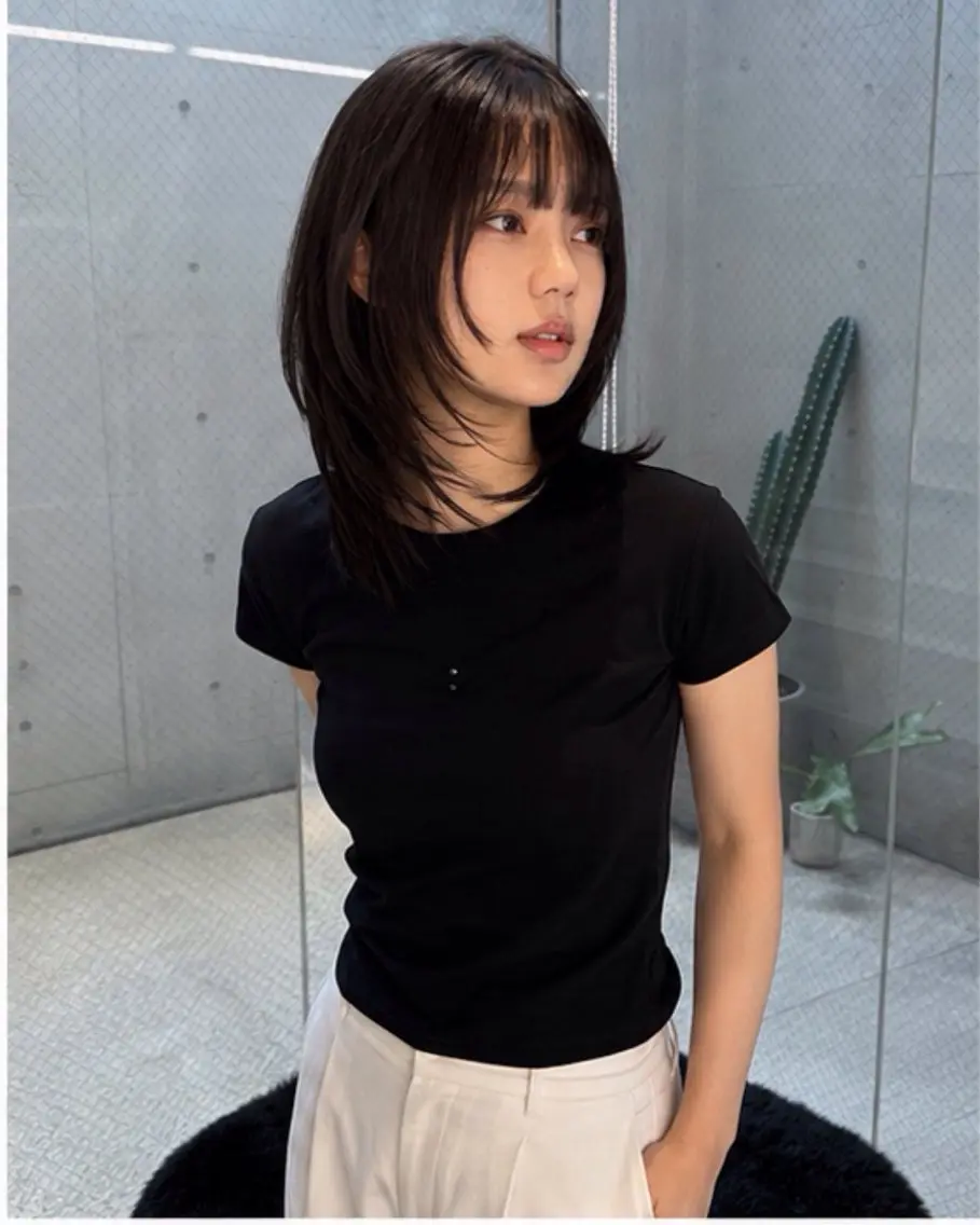 ミディアム ハッシュカット 韓国風ヘア レイヤーカット トリートメント カット pia 薬院のヘアスタイル