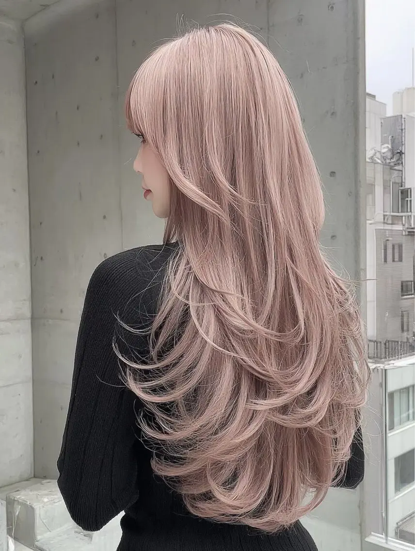 ロング ヘアカラー 渋谷ハイトーン ななかのヘアスタイル