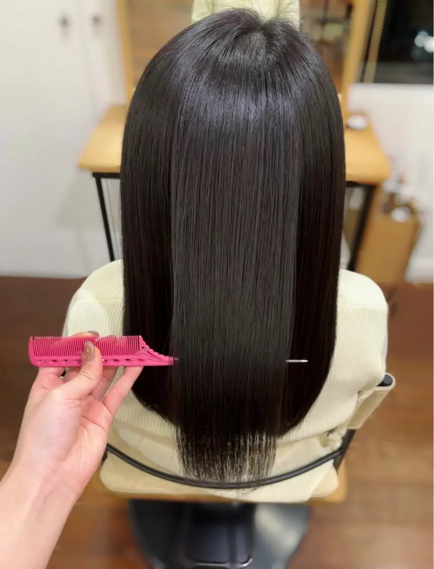 ミディアム パーマ 縮毛矯正 縮毛矯正 🎀仙台/レイヤー /暖色/ありさ🎀のヘアスタイル