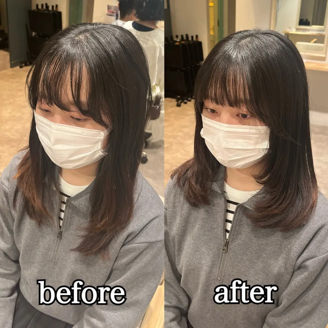 セミロング カット ハイトーン🦄ネイル 💞のぶちのネイルデザイン