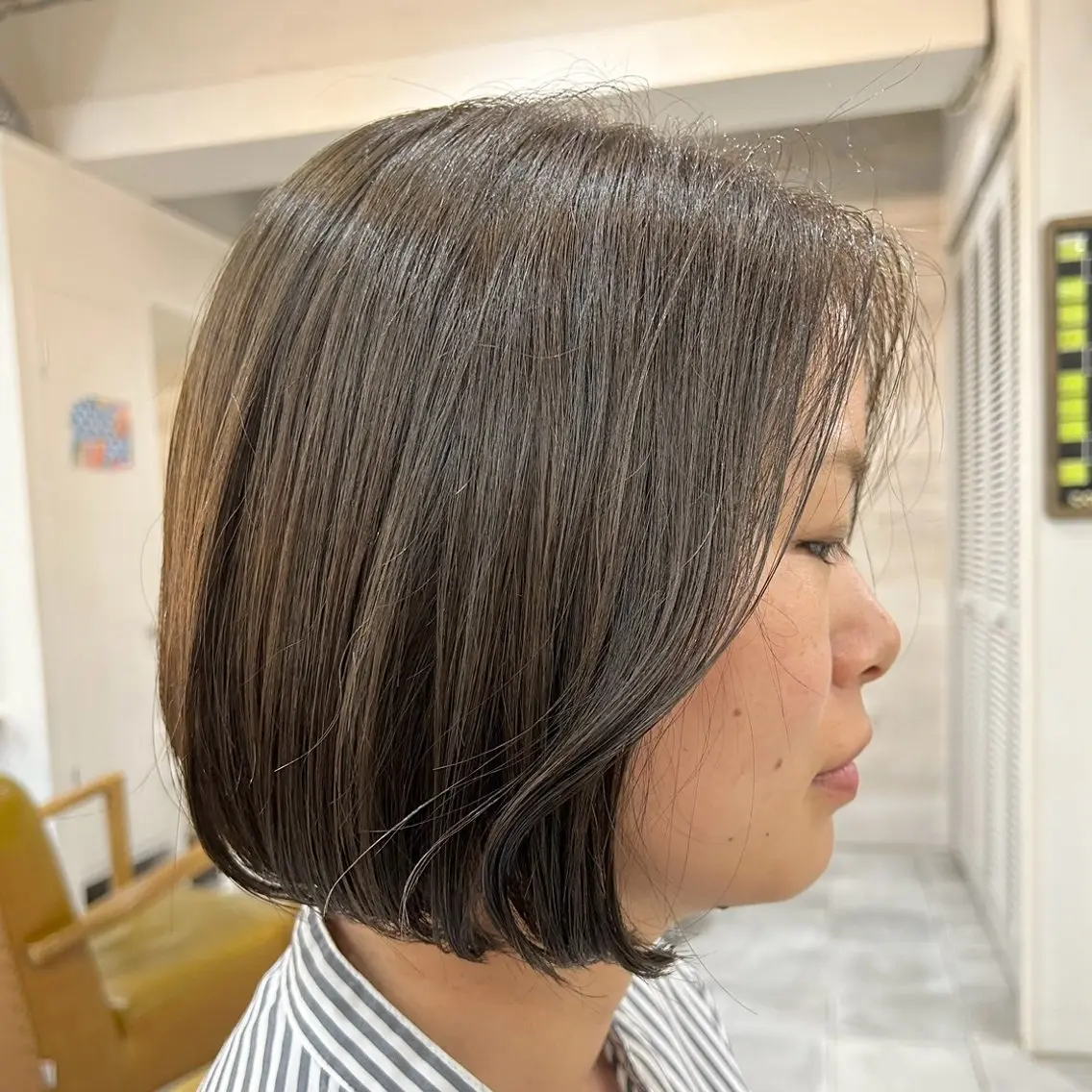 ショート カラー 前下がりボブ ベージュカラー オリーブベージュ ボブ 顔まわりカット/ボブ /♡とーこ♡のヘアスタイル