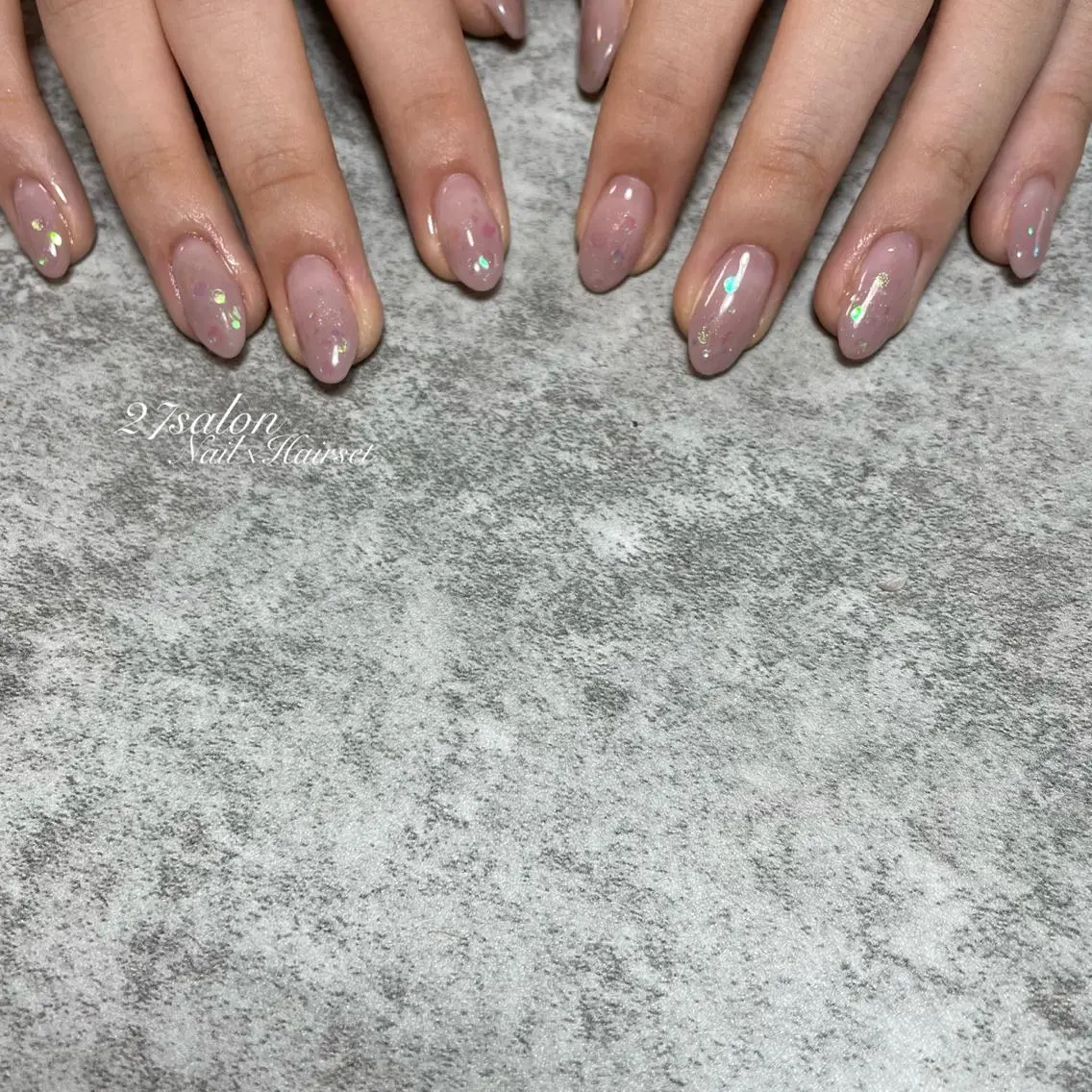 ネイル オーロラネイル ピンク 27salon yuinaのネイルデザイン