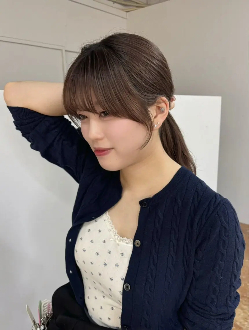 ミディアム 髪質改善 小顔カット トリートメント カット ヘアカラー トリートメント やまぐち もえかのヘアスタイル