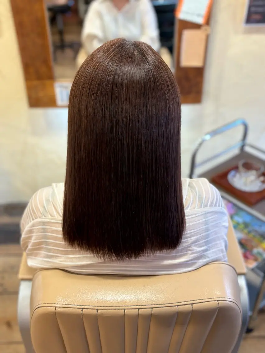 ミディアム 髪質改善 トリートメント カット トリートメント ヘアセット 柘植 雅大のヘアスタイル