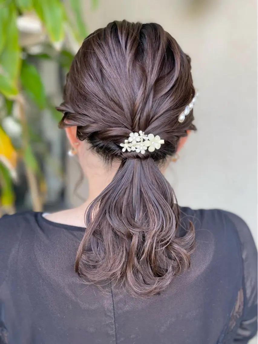 セミロング ヘアアレンジ 結婚式・ブライダル ヘアセット 沢田 瞳のヘアスタイル
