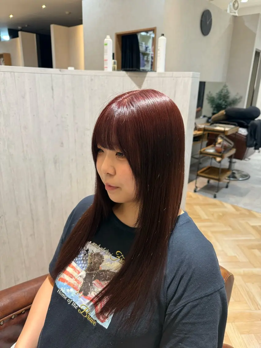 ロング カラー ブラウンカラー レッドカラー 高橋 聖愛のヘアスタイル