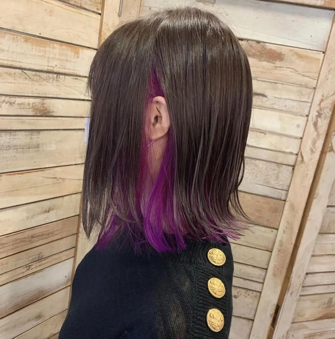 ミディアム カラー ヘアアレンジ ブリーチ ディープパープル パープルカラー 新宿No.1美髪師 taka髪質改善のヘアスタイル