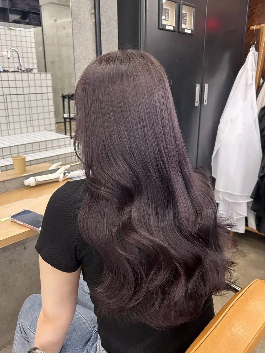 ロング カラー カット ヘアカラー トリートメント 🌷ラベンダーピンク 顔まわり🌷ねいろのヘアスタイル