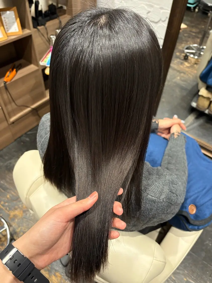セミロング 酸性ストレート 縮毛矯正 ヘッドスパ こと/都島 /ARCOIRISのヘアスタイル