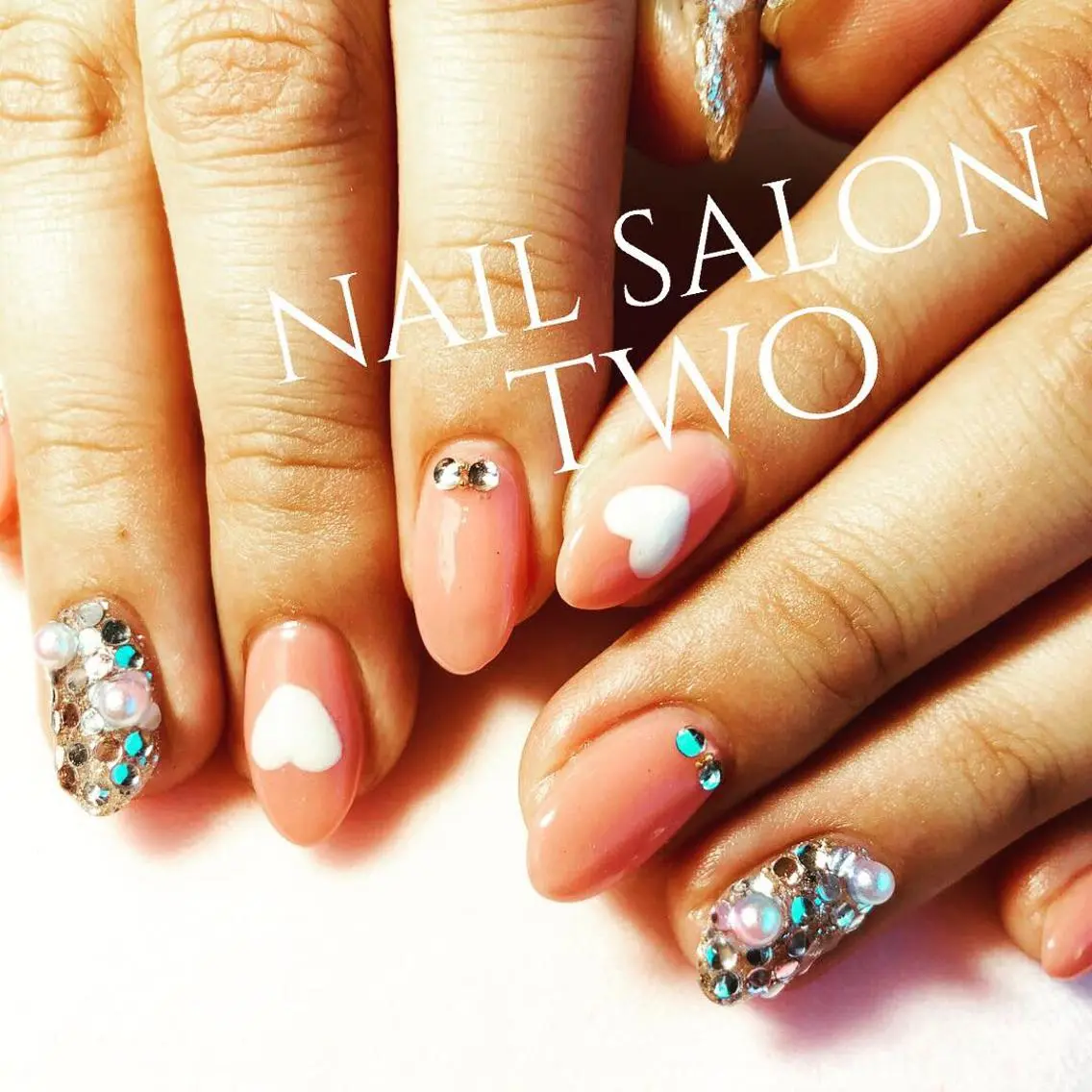 ネイル アートネイル ピンク バレンタイン two nailのネイルデザイン