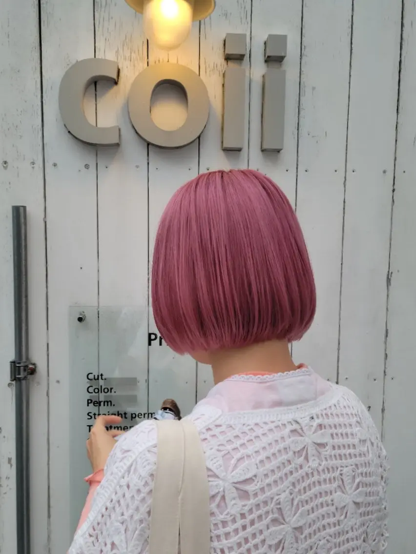 ショート カラー ダブルカラー ピンクカラー ボブ カット ヘアカラー トリートメント coii コイ【原宿/表参道】のヘアスタイル