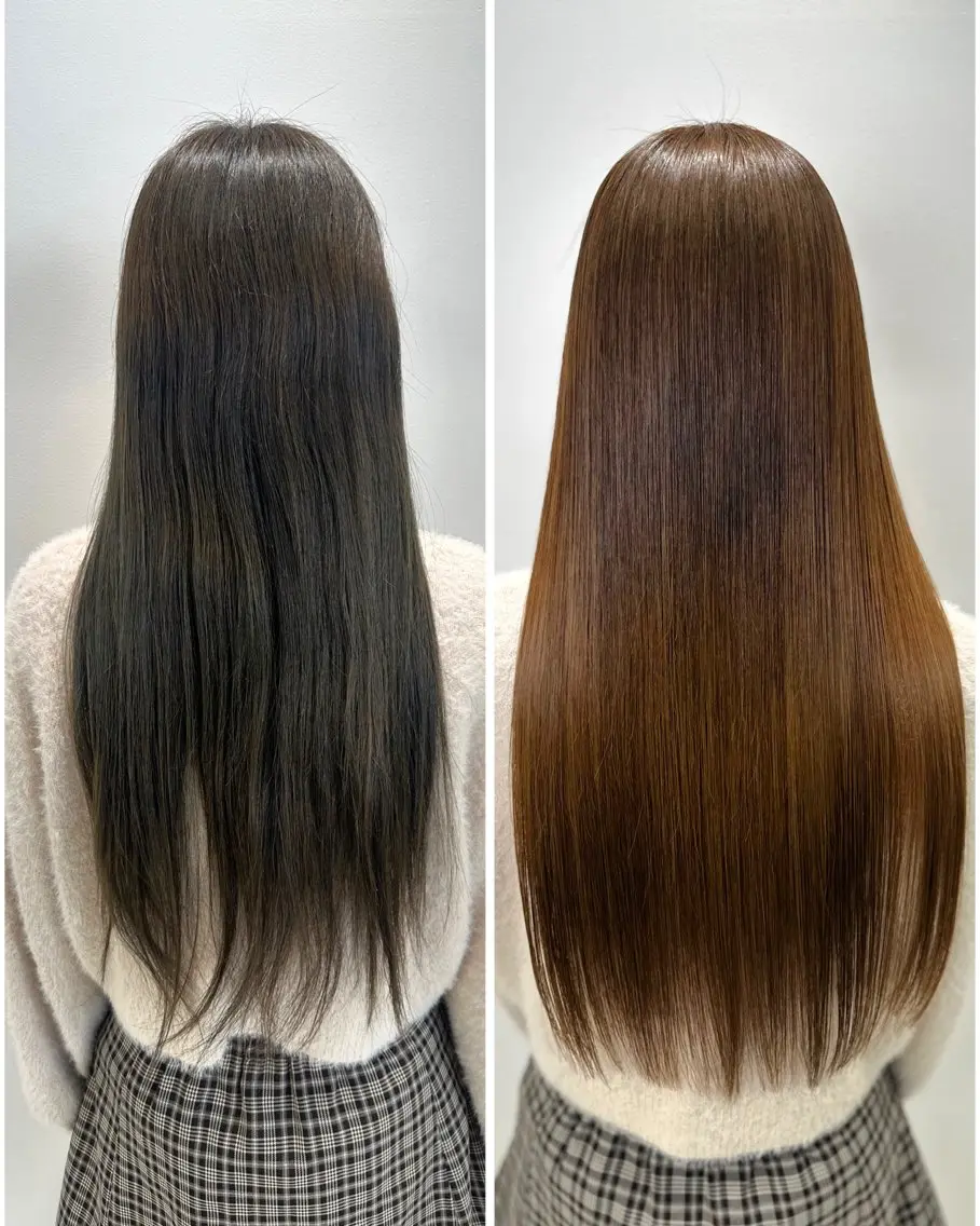 ロング カラー パーマ ヘアカラー 縮毛矯正 トリートメント 髪質改善/縮毛矯正 /レイヤーカット岡部のヘアスタイル
