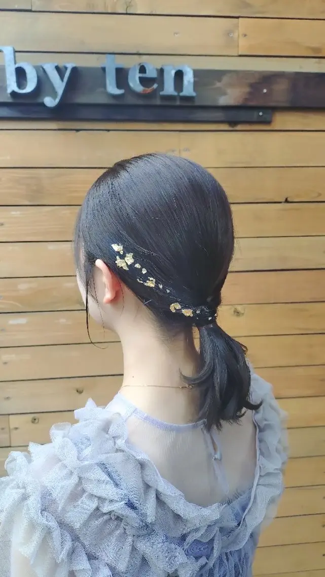 セミロング ヘアアレンジ ヘアセット 埼玉久喜/ハイトーン デザインカラーRYOのヘアスタイル