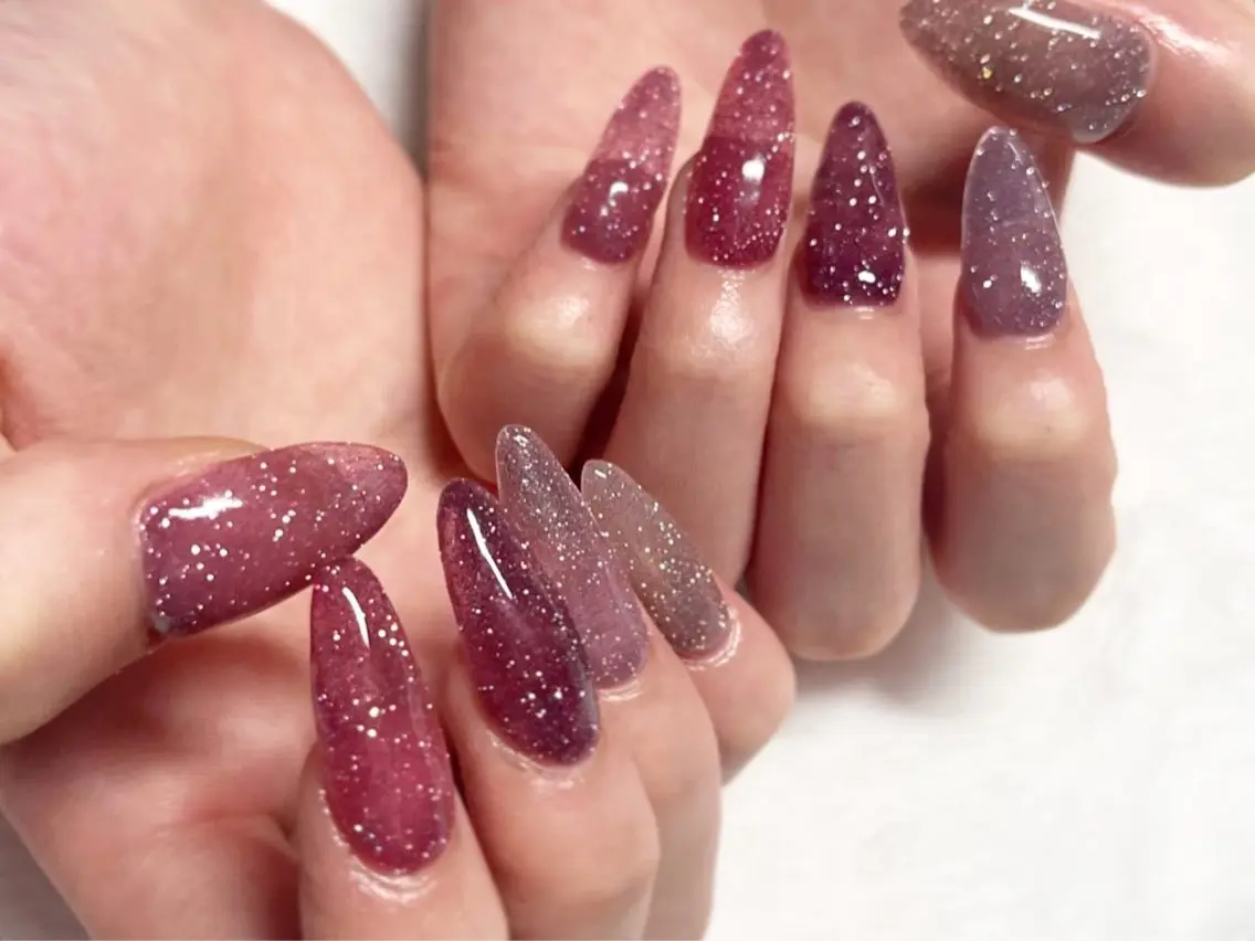ネイル クリアネイル フラッシュネイル フレンチネイル キラキラネイル ラメ(グリッター) RIONnail Yurikaのネイルデザイン