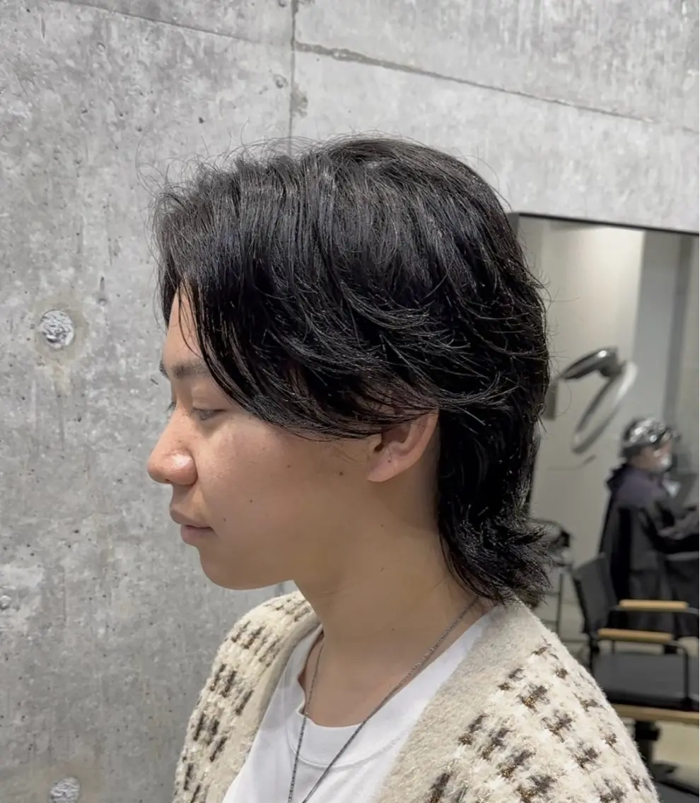 ミディアム パーマ メンズ ミディアムパーマ メンズパーマ ニュアンスパーマ 遠藤惟斗/渋谷/ 透明感カラーのヘアスタイル
