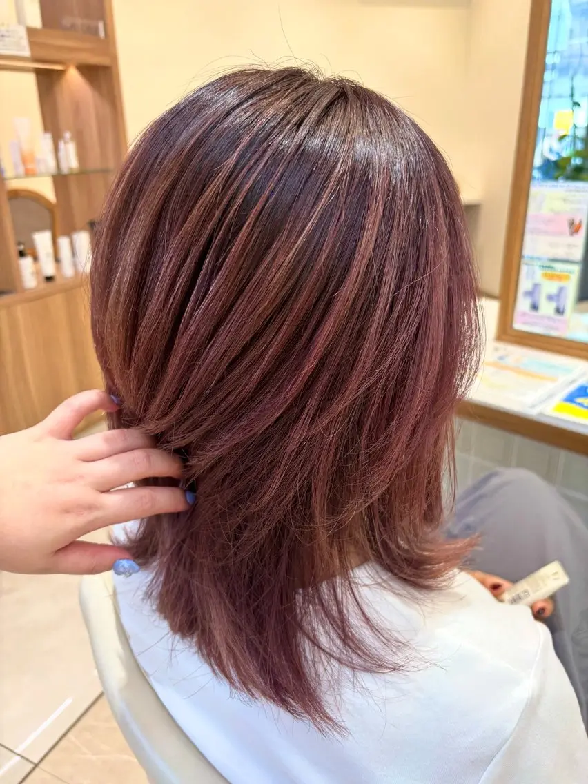 ミディアム ピンクブラウン ヘアカラー 暖色カラー/ブリーチ 櫻井　華のヘアスタイル