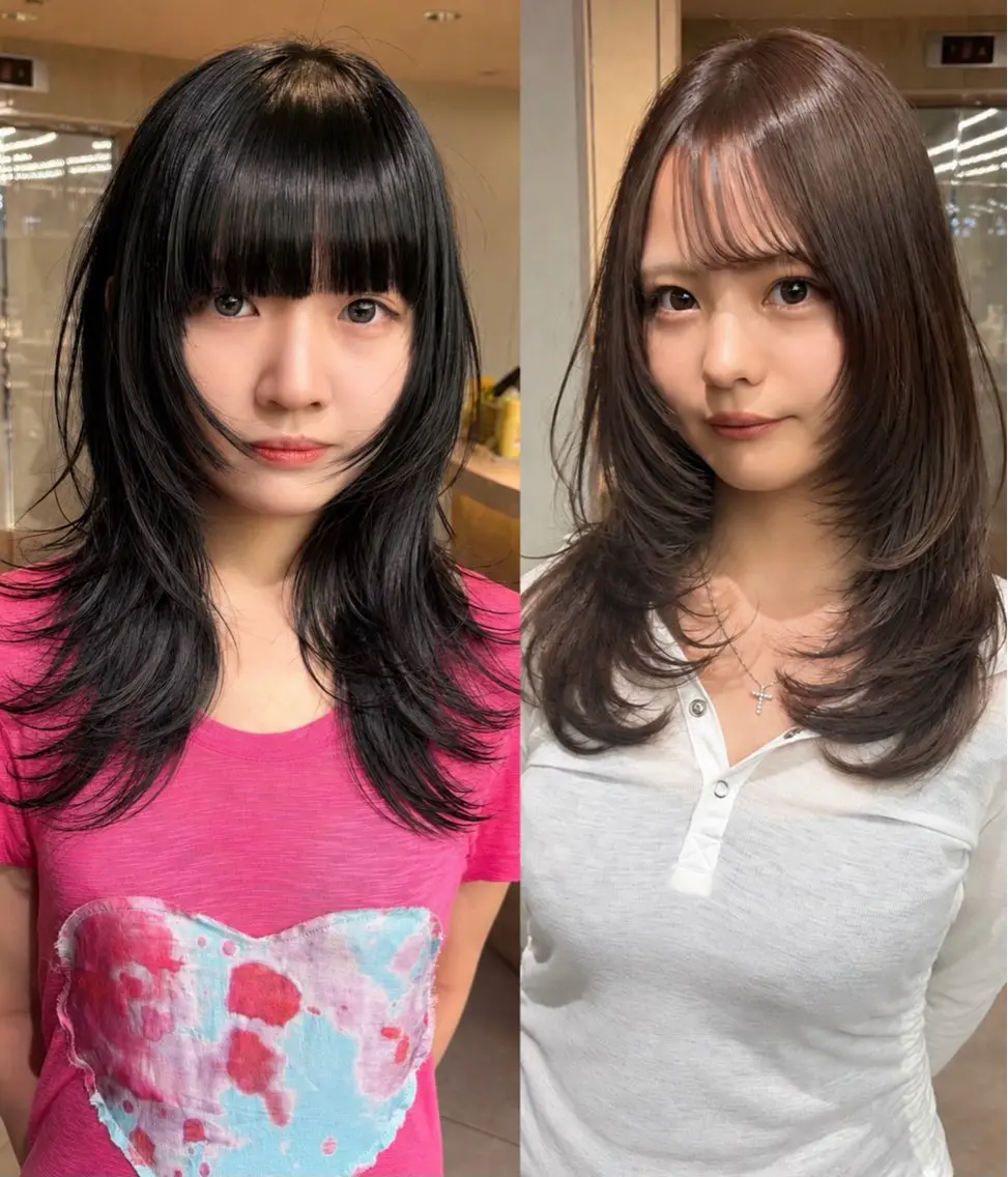 ロング カラー ハッシュカット/ ハイトーン/藤原快斗のヘアスタイル