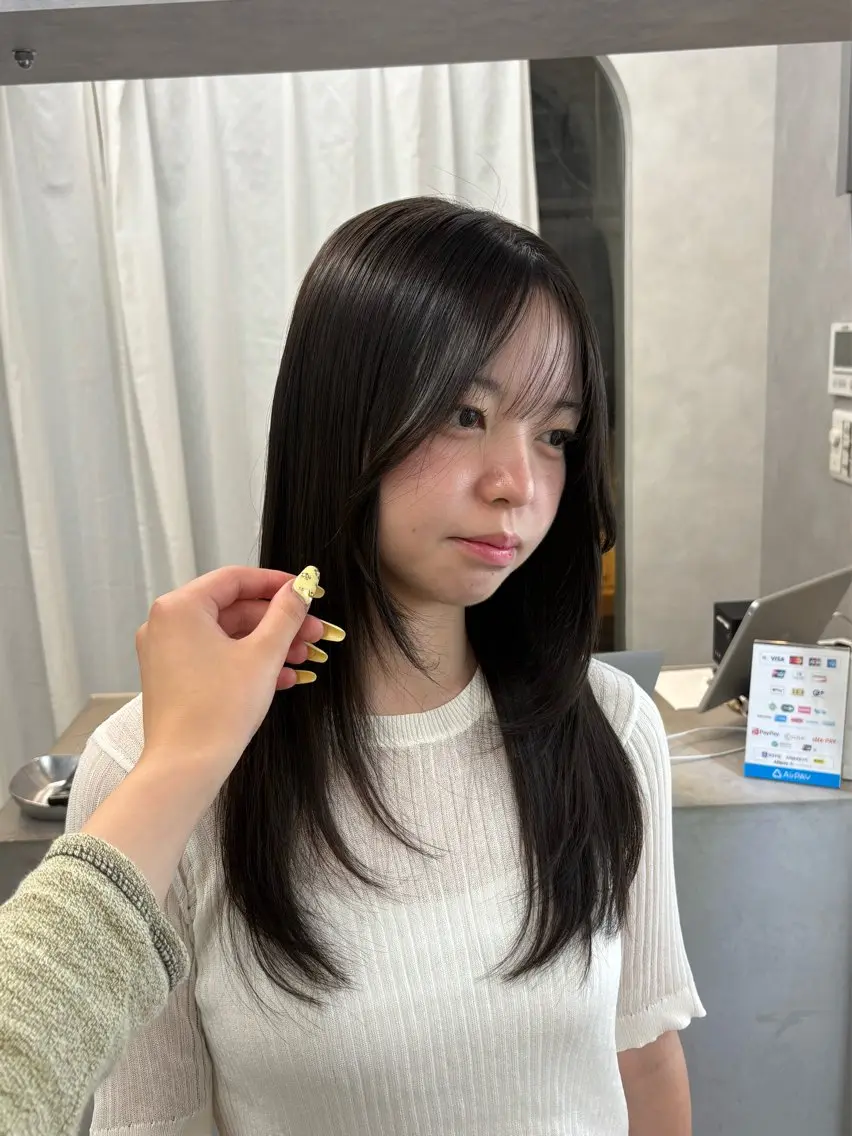 セミロング 顔まわりレイヤー 顔周りカット レイヤーカット カット LIV My【マイ】 髪質改善/箕面のヘアスタイル