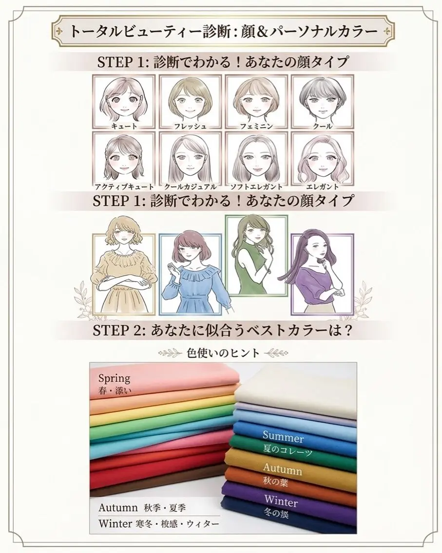 ✨9月限定✨【あなたに似合うが理論でわかる】《ダブル診断》PC×顔タイプ+カット×カラー×Aujuaの写真