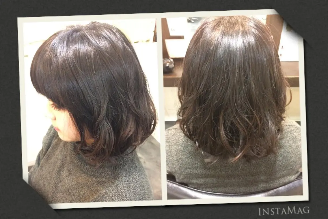 ミディアム パーマ ミディアムパーマ ボブ 澤田 彩香のヘアスタイル