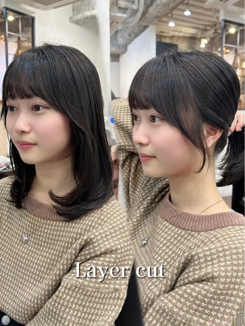ミディアム レイヤー/顔周り 田山 穂波のヘアスタイル