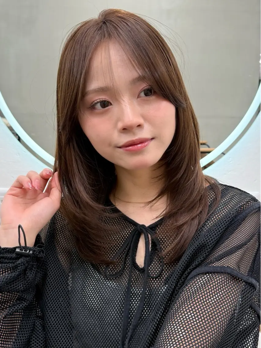 ミディアム カラー ミディアムレイヤー ベージュカラー オリーブベージュ レイヤーカット カット ヘアカラー トリートメント 🤍レイヤー✖️透明 感／Haruna🤍のヘアスタイル
