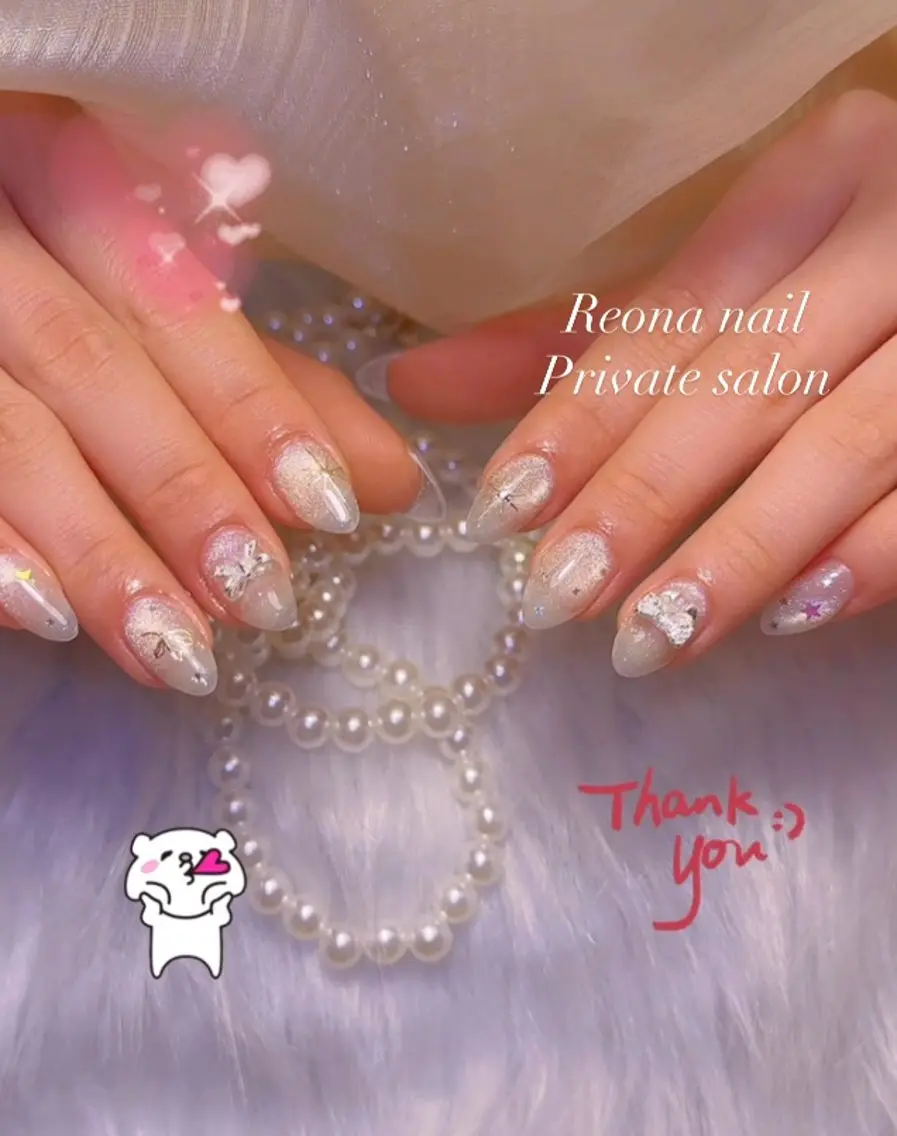 ネイル ハート マグネットネイル ミラーネイル 夏ネイル ハンドネイル Reona Nailのネイルデザイン