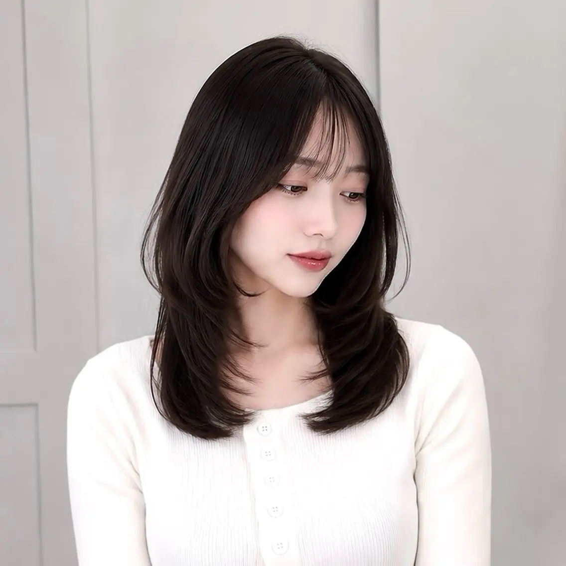 ミディアム ミディアムレイヤー 韓国風ヘア レイヤーカット カット ヘアカラー ミディアムレイヤー/ 顔周り/神山のヘアスタイル