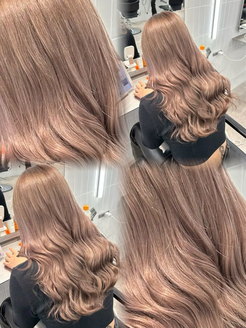セミロング カラー ヘアカラー 🎀ミルクティー/ ブリーチ/花音🎀のヘアスタイル