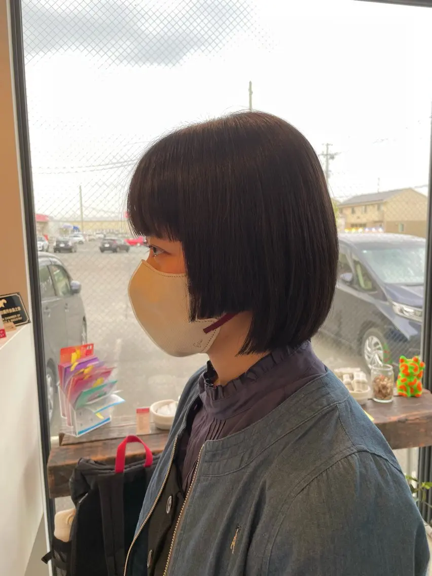 ミディアム ワンレンボブ ボブ 姫カット カット 芳賀 風斗のヘアスタイル