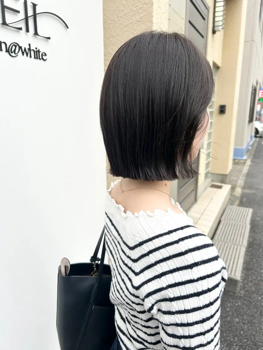 ショート カラー 切りっぱなしボブ ブラウンカラー 透明感カラー ボブ 髪質改善 カット トリートメント ヘッドスパ 久木原 ゆりのヘアスタイル