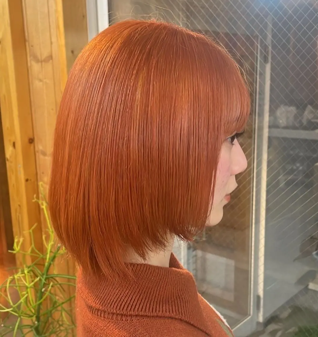 ショート ヘアカラー トリートメント まろみ暖色×ボブ ×chia🕯のヘアスタイル