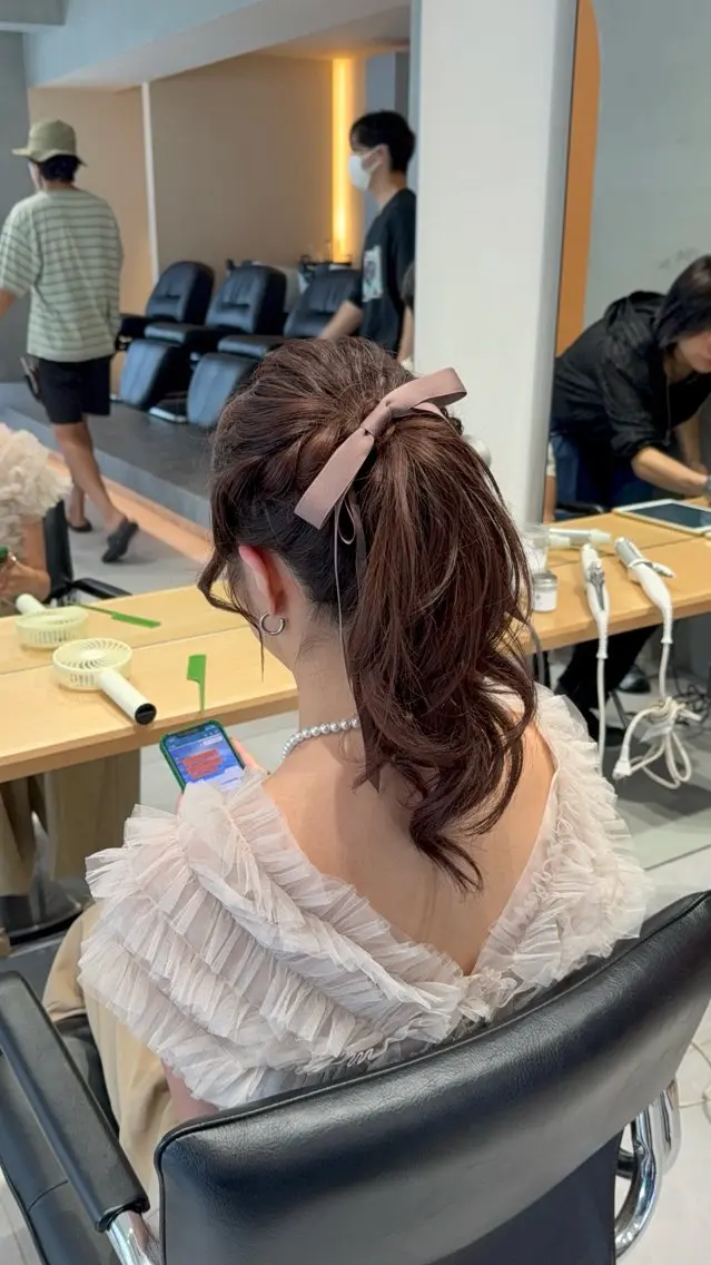ロング ヘアアレンジ ヘアセット 艶髪/ボブモデル 募集🫧Terukaのヘアスタイル