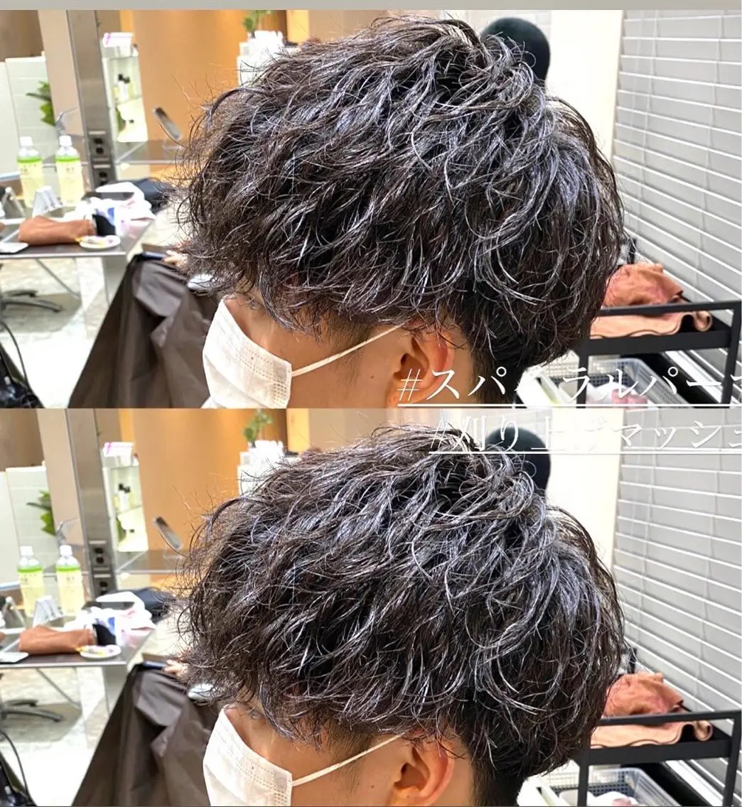 パーマ メンズ アップバング マッシュ メンズパーマ メンズツイストパーマ ツイストスパイラルパーマ カット パーマ トリートメント ヘアセット 梅田中崎町メンズ 美容師ユースケのヘアスタイル