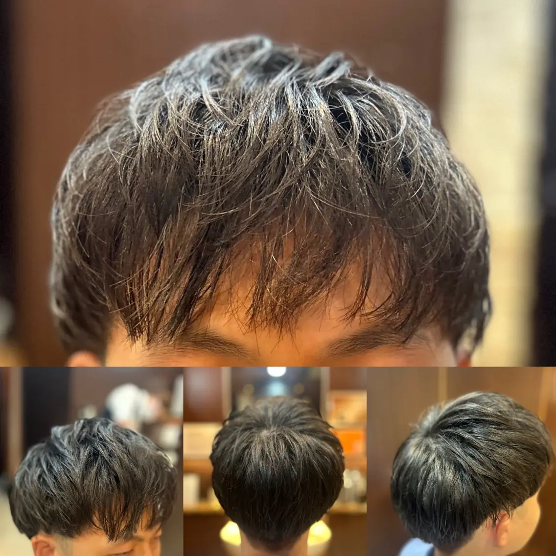 ミディアム パーマ メンズ 根尾 海咲のヘアスタイル