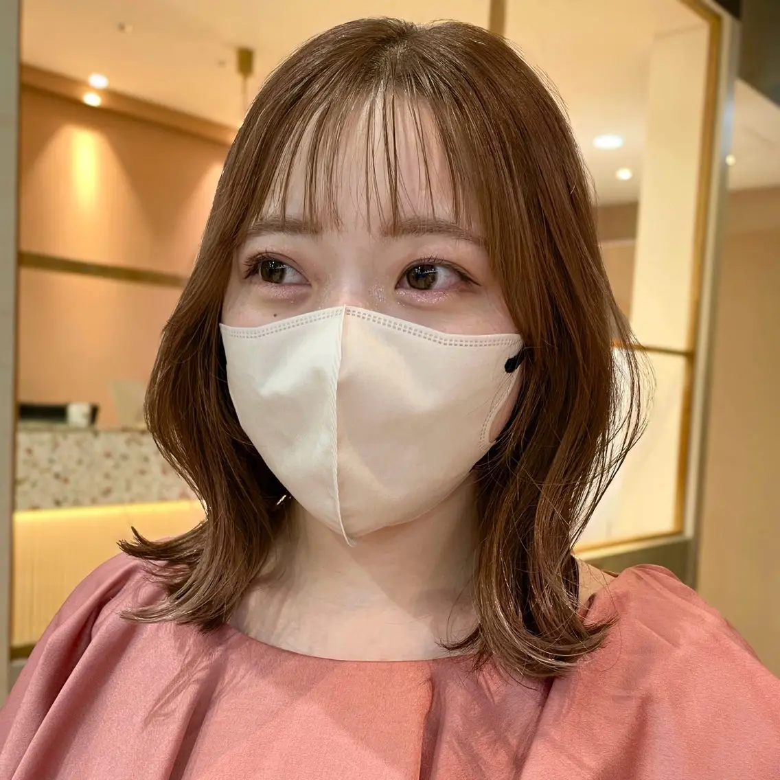 ミディアム カラー ベージュカラー ブリーチ ブリーチなしカラー ボブ くびれヘア ヘアカラー トリートメント 顔まわり🥨レイヤー /透明感/水口舞奈のヘアスタイル