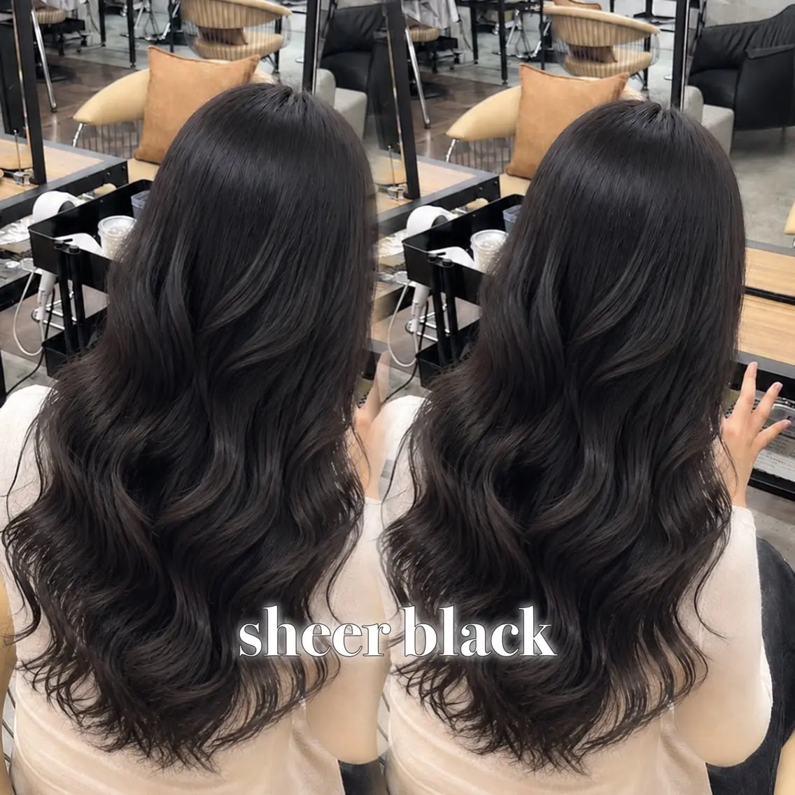 ロング カラー 黒髪 韓国風ヘア ヘアカラー 【サラツヤ縮毛矯正✨ 】こころのヘアスタイル