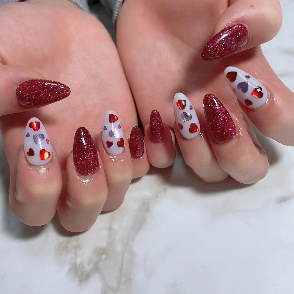ネイル ハート バレンタイン ハンドネイル Kayo 💅のネイルデザイン