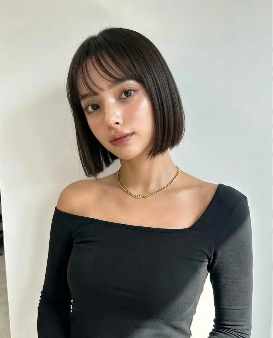 ショート ボブ カット トリートメント ヘッドスパ SHION/銀座 まとまるカット🩵のヘアスタイル