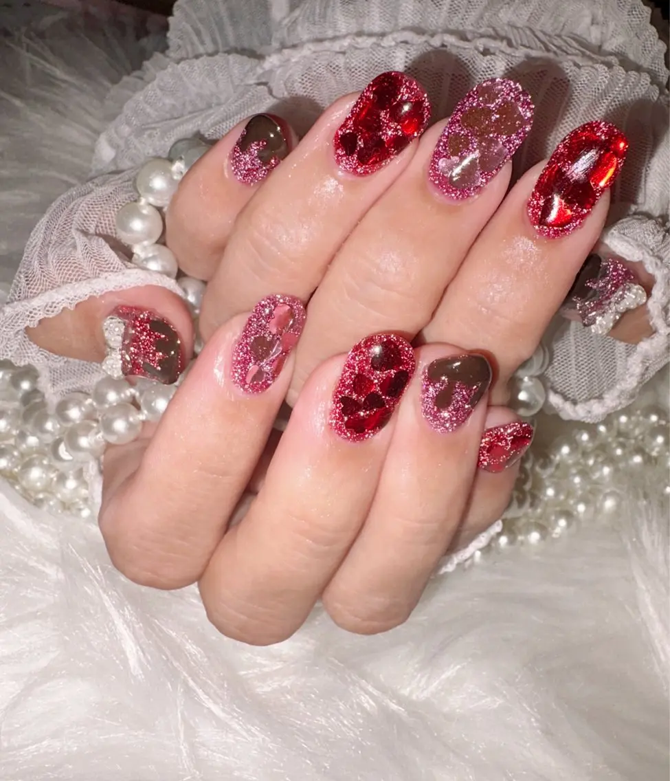ネイル フラッシュネイル ハート ハンドネイル Nail Salon macherieのネイルデザイン
