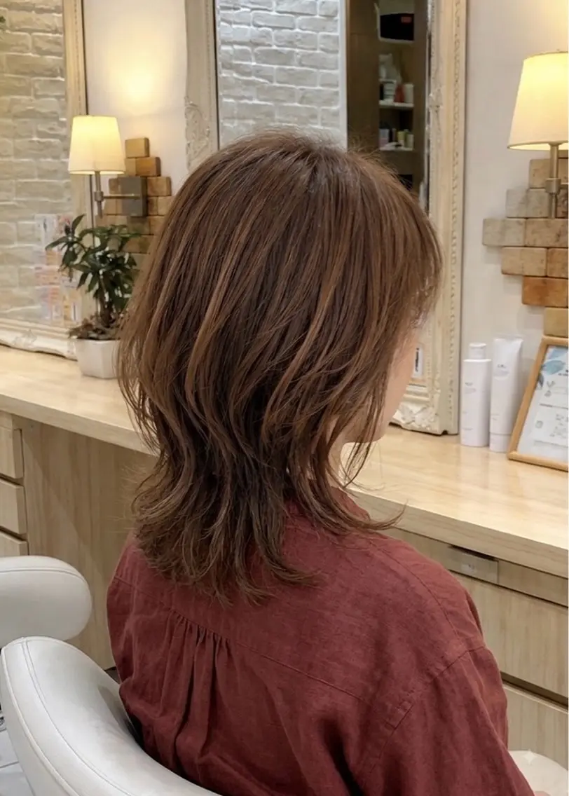 ミディアム ✨艶白髪ケアカラー✨ ✨艶白髪ぼかしカラーのヘアスタイル