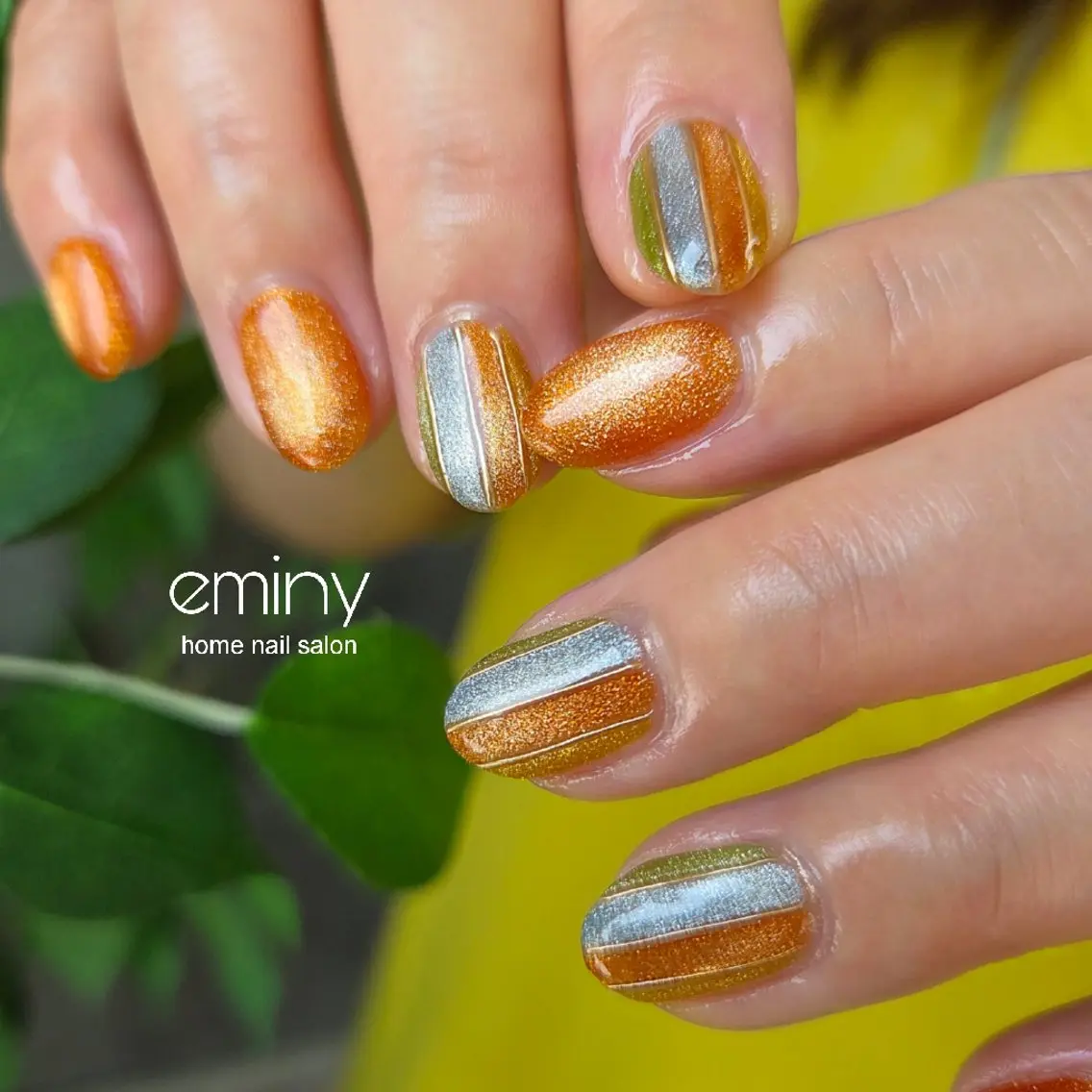 ネイル ジェルネイル マグネットネイル ミラーネイル 夏ネイル ハンドネイル nail salon  eminyのネイルデザイン