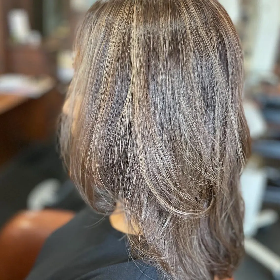 ミディアム カラー ヘアアレンジ ベージュカラー ブラウンカラー ブラウンベージュ ハイライトカラー オレンジ Hikari /京都駅美容室のヘアスタイル