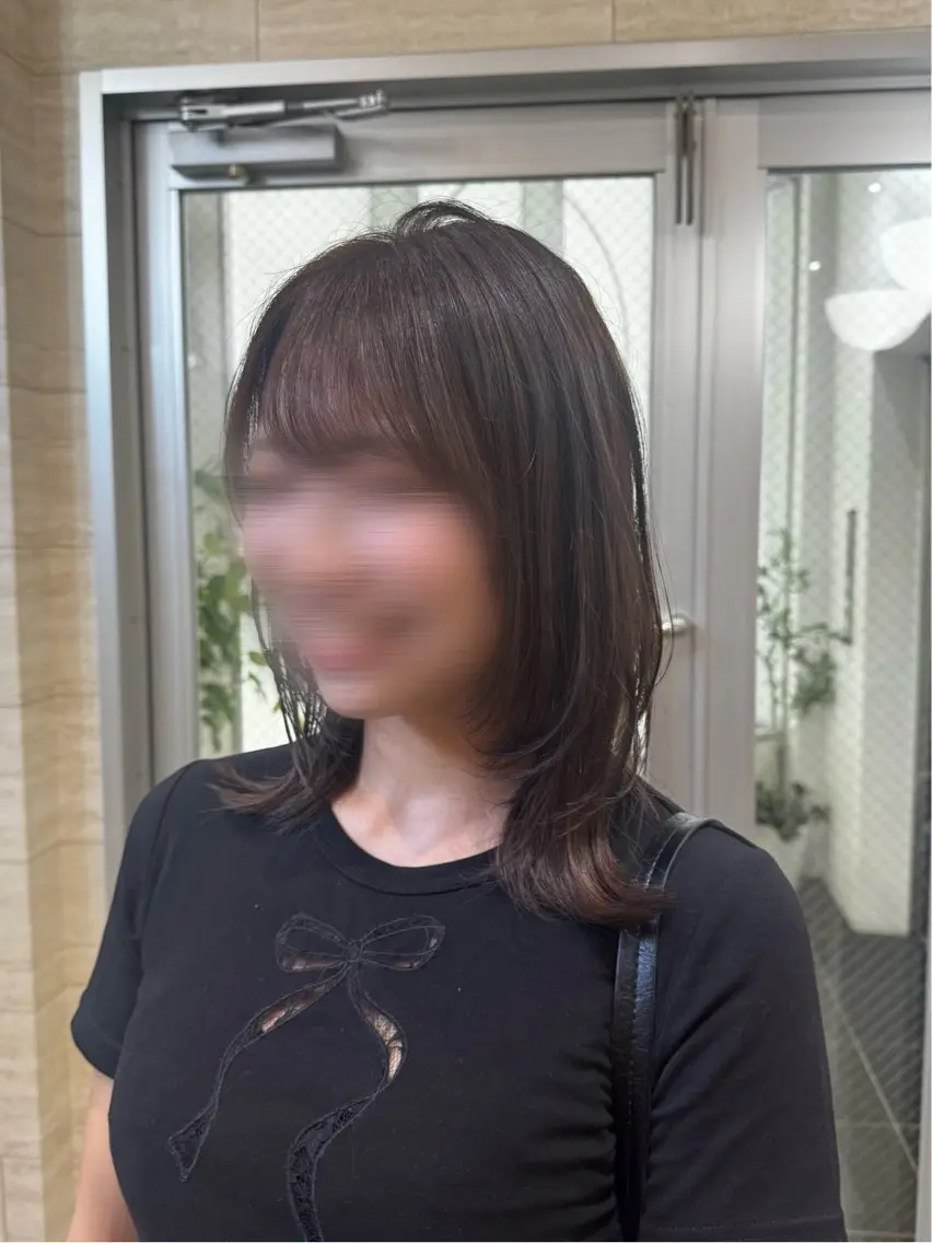 ミディアム ミディアムレイヤー レイヤーカット カット ヘアカラー トリートメント 💎縮毛矯正/透明感 カラー💎椎葉みひろのヘアスタイル